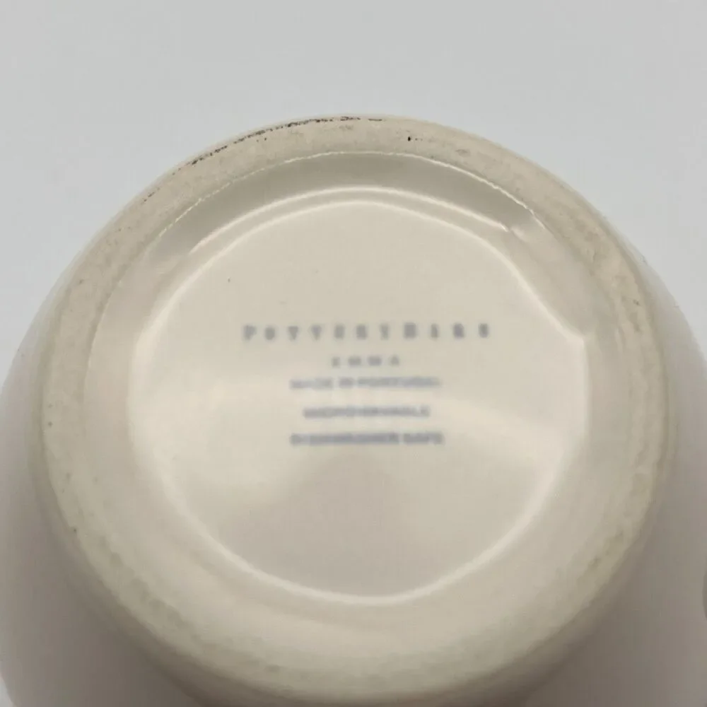 Pottery Barn Emma Stoneware Mugs Cups Coffee Tea White Set of 2